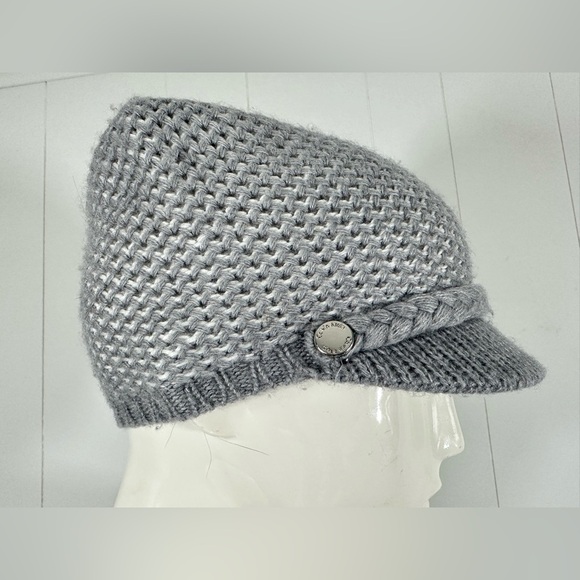 Vintage Y2K 00's Calvin Klein Gray Knit Soft Hat Cap Braided - Picture 3 of 5